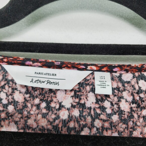 Sz 8 & Other Stories Relaxed Sleeve Wrap Top Blouse Floral Ditsy Long Sleeve - Picture 5 of 9